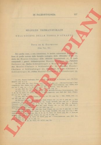Miliolidi trematoforate nell'eocene della Terra d'Otranto.