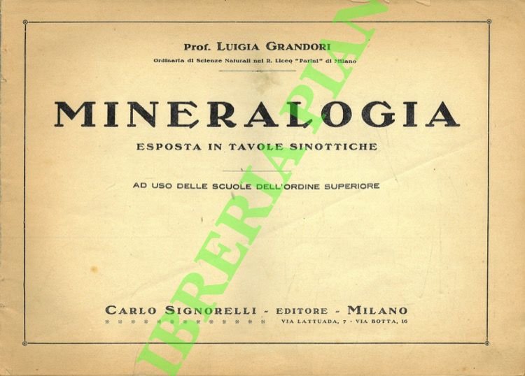 Mineralogia esposta in tavole sinottiche.