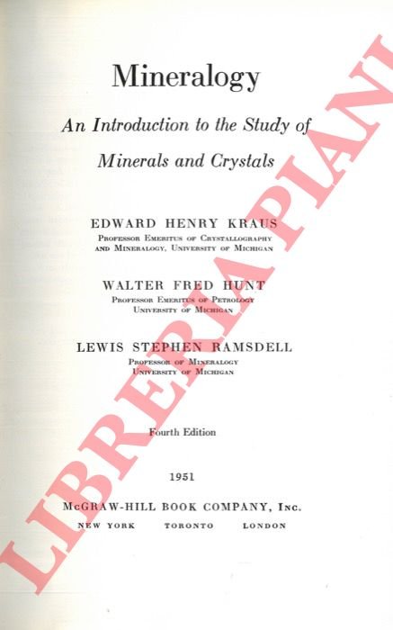 Mineralogy. An Introduction to the Study of Minerals and Crystals.