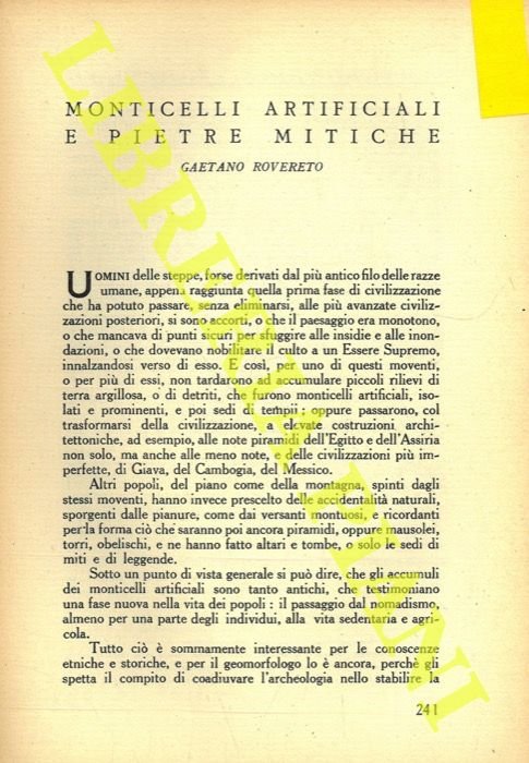 Monticelli artificiali e pietre mitiche.