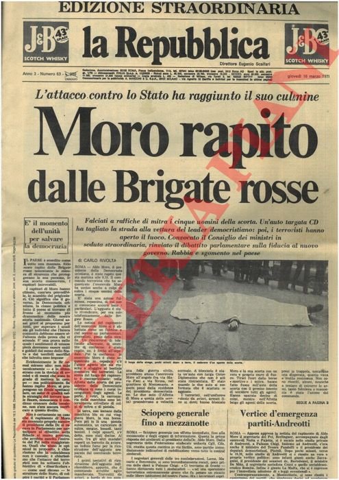 Moro rapito dalle Brigate Rosse. L'assassinio di Moro.