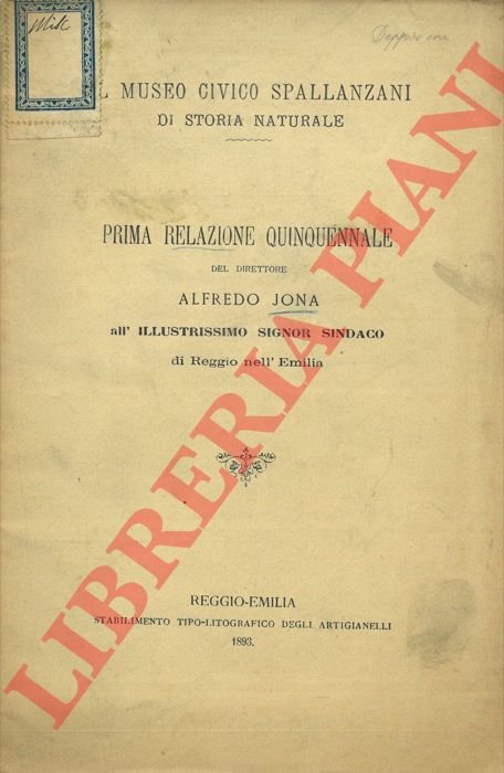 Museo Civico Spallanzani di Storia Naturale. Prima relazione quinquennale del …