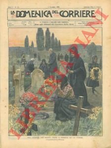 Nel giorno dei morti: fiori e corone su tombe.