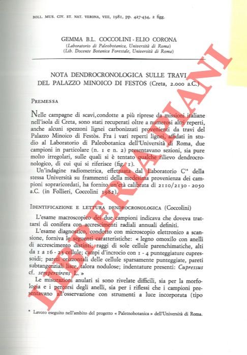 Nota dendrocronologica sulle travi del Palazzo Minoico di Festos ( …