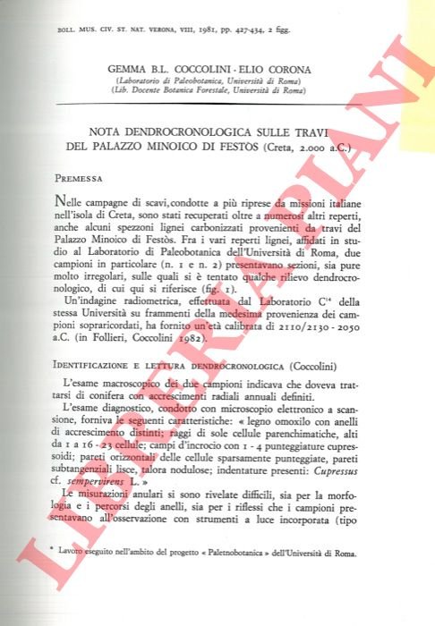 Nota dendrocronologica sulle travi del Palazzo Minoico di Festos ( …