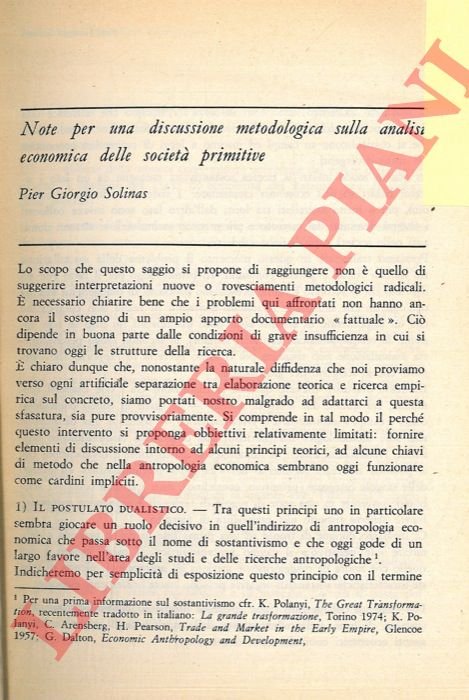 Note per una discussione metodologica sulla analisi economica delle società …