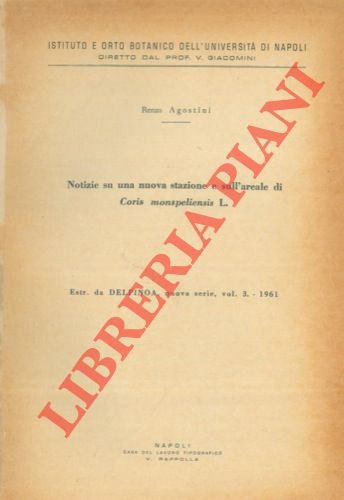 Notizie su una nuova stazione e sull' areale di Coris …
