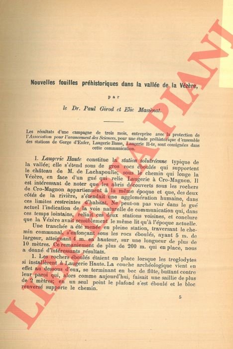 Nouvelles fouilles préhistoriques dans la vallée de la Vézère.