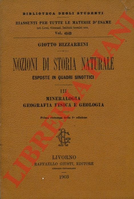 Nozioni di storia naturale esposte in quadri sinottici. III. Mineralogia, …