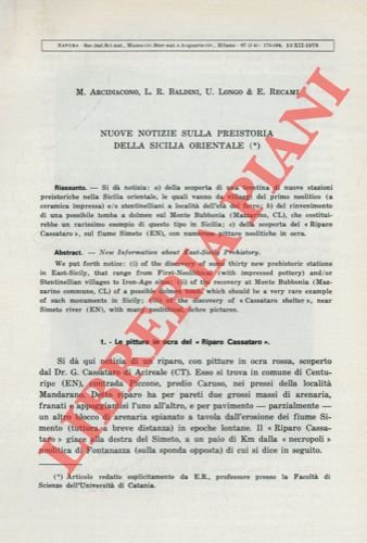 Nuove notizie sulla preistoria della Sicilia orientale.