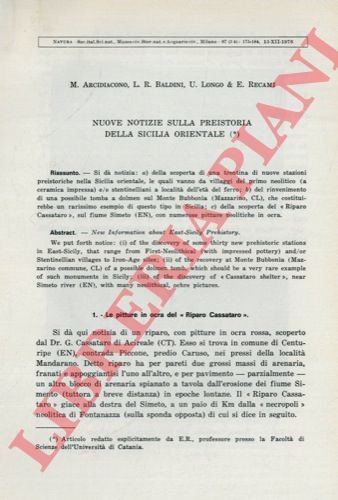 Nuove notizie sulla preistoria della Sicilia orientale.