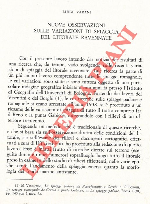Nuove osservazioni sulle variazioni di spiaggia del litorale ravennate.