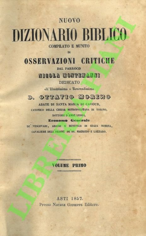 Nuovo dizionario biblico compilato e munito di osservazioni critiche.