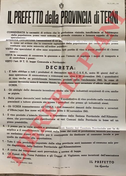 Obbligo di denuncia della produzione vinicola.