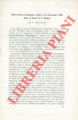 Observations botaniques faites à la Toussaint 1966 dans le Kent …