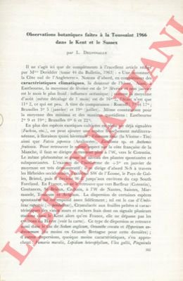 Observations botaniques faites à la Toussaint 1966 dans le Kent …