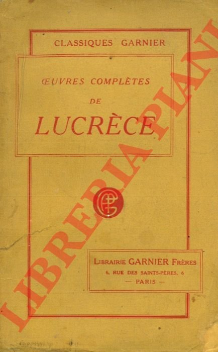 Oeuvres complètes de Lucrèce.
