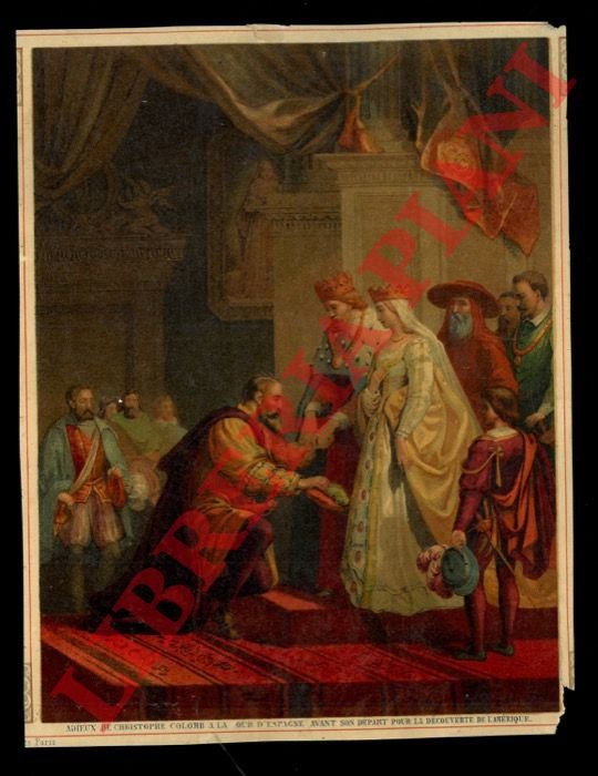 Oleografia del saluto in partenza di Colombo ai reali di …