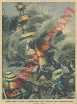 Ondata gigantesca si rovescia sulla corazzata francese "Gloire", ferendo gravemente …