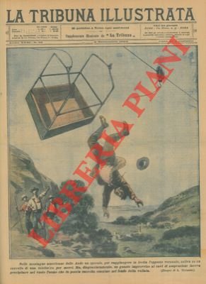 Operaio sale su un carrello di una telefrica per merci …