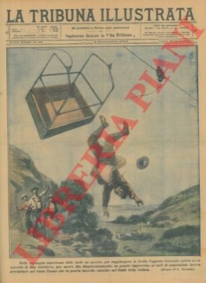 Operaio sale su un carrello di una telefrica per merci …