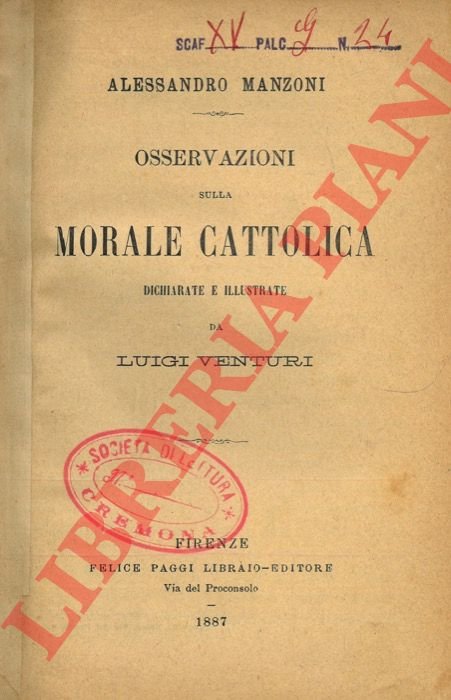 Osservazioni sulla morale cattolica. Dichiarate e illustrate da Luigi Venturi.
