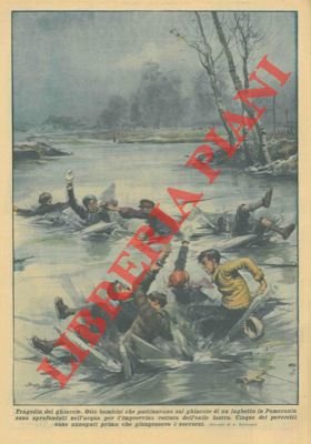 Otto bambini che pattinavano sul ghiaccio di un laghetto in …