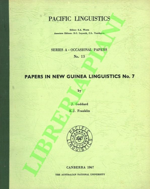Pacific linguistics. Papers in New Guinea linguistics No. 7.