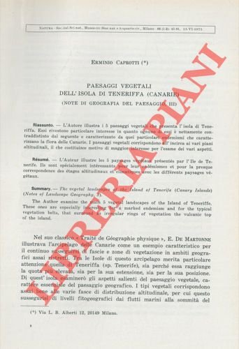 Paesaggi vegetali dell'Isola di Teneriffa (Canarie) (Note di geografia del …