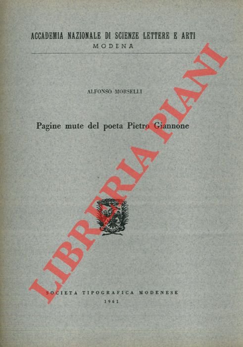 Pagine mute del poeta Pietro Giannone.