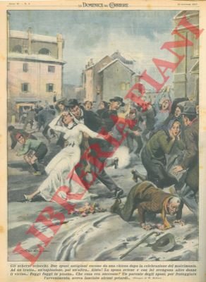 Parente di due sposi, per festeggiare, lancia alcuni petardi all'uscita …