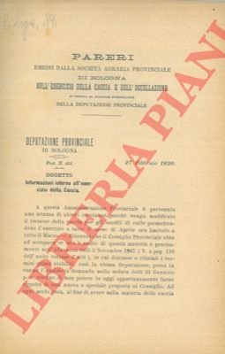 Pareri emessi dalla società Agraria Provinciale di Bologna sull'esercizio della …