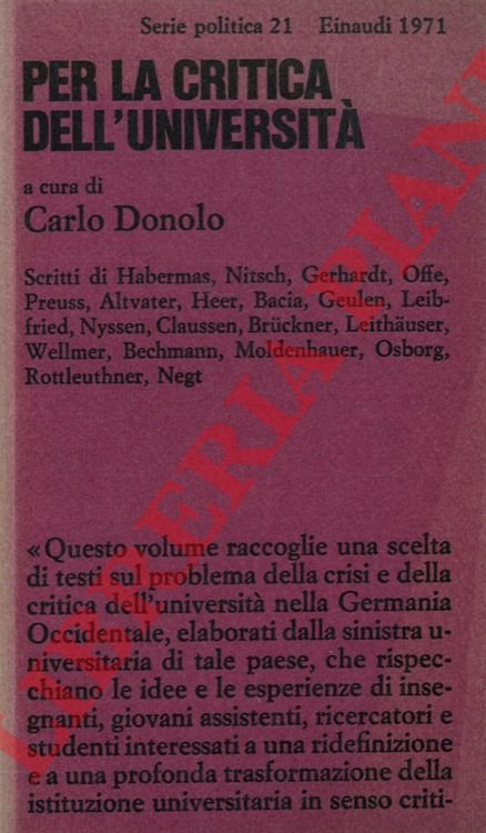 Per la critica dell'università.