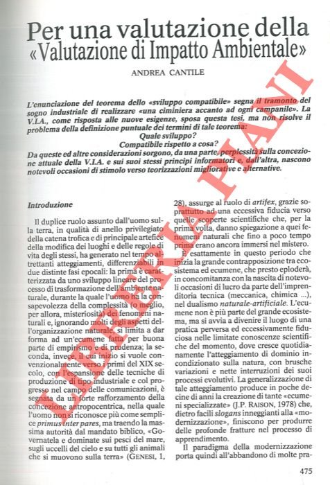 Per una valutazione della “valutazione di Impatto Ambientale” . Alcune …