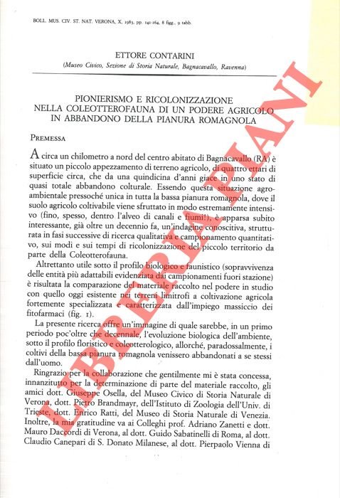Pionierismo e ricolonizzazione nella coleotterofauna di un podere agricolo in …