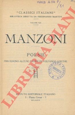 Poesie. Precedono alcune pagine di Volfango Goethe.