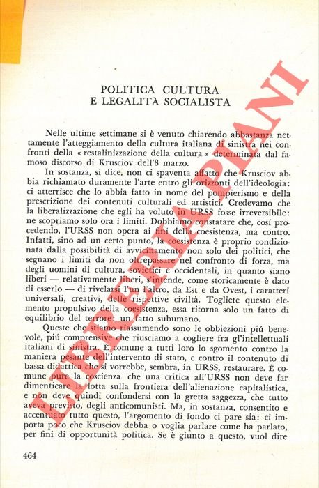 Politica, cultura e legalità socialista.