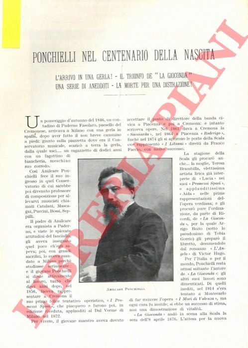 Ponchielli nel centenario della nascita.