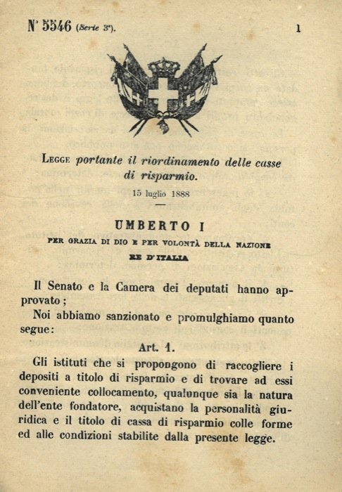 portante il riordinamento delle Casse di Risparmio.