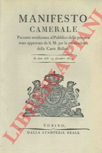 portante notificanza al pubblico delle persone state approvate da S.M. …