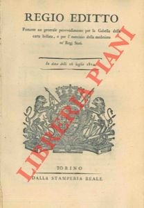 portante un generale provvedimento per la gabella della Carta Bollata …