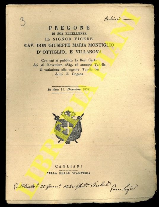 Pregone con cui si pubblica la Real Carta del 26 …