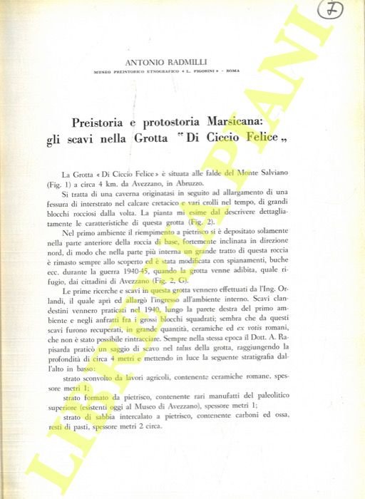 Preistoria e protostoria Marsicana: gli scavi nella Grotta “Di Ciccio …