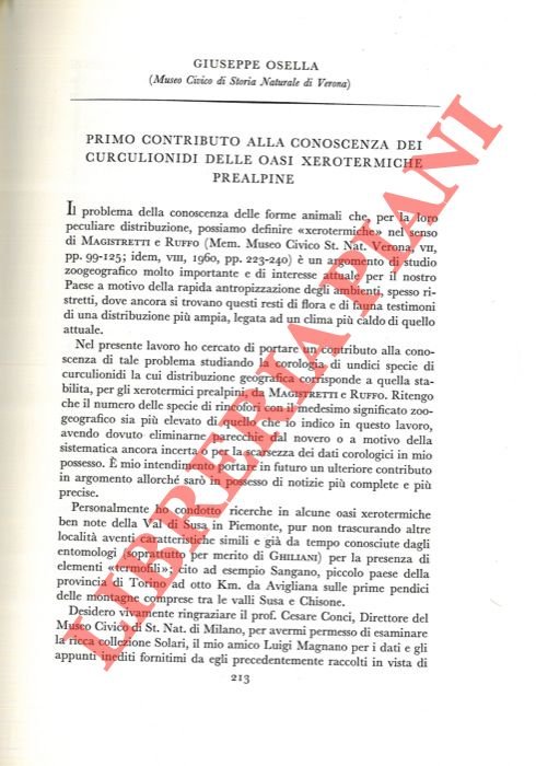Primo contributo alla conoscenza dei Curculionidi delle oasi xerotermiche prealpine.