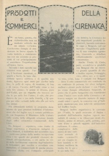 Prodotti e commerci della Cirenaica.