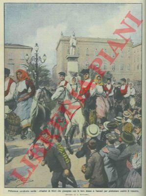 Protesta a Sassari dei cittadini di Ittiri, con pittoresca cavalcata, …