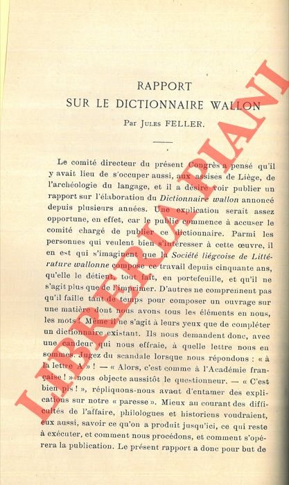 Rapport sur le dictionnaire Wallon.