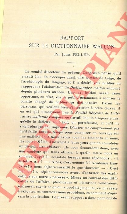 Rapport sur le dictionnaire Wallon.