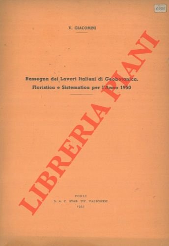 Rassegna dei lavori italiani di geobotanica floristica e sistematica per …