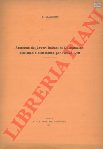 Rassegna dei lavori italiani di geobotanica floristica e sistematica per …